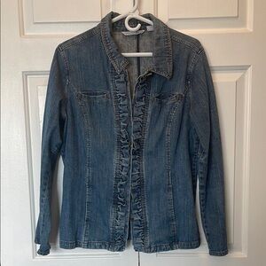 RXB Women's Denim Jacket with Ruffle Detail XL
